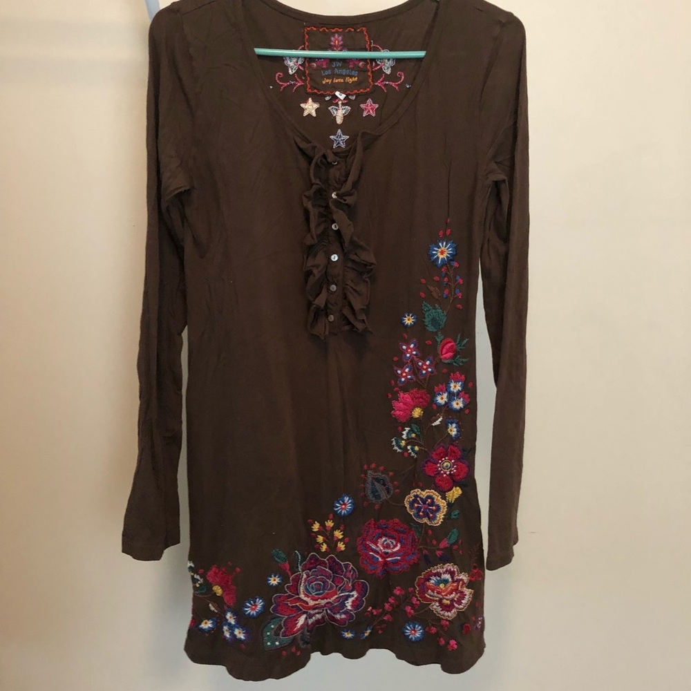 Colorful flower embroidered cotton dress
